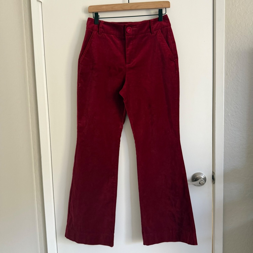 Burgundy Velvet Flare Pants Size 2 Retro Whimsigoth Emo Dark Academia